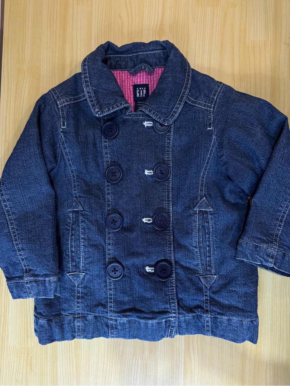 GAP Baby- Kids Denim-Style Double-Breasted Jacket - Blue Denim